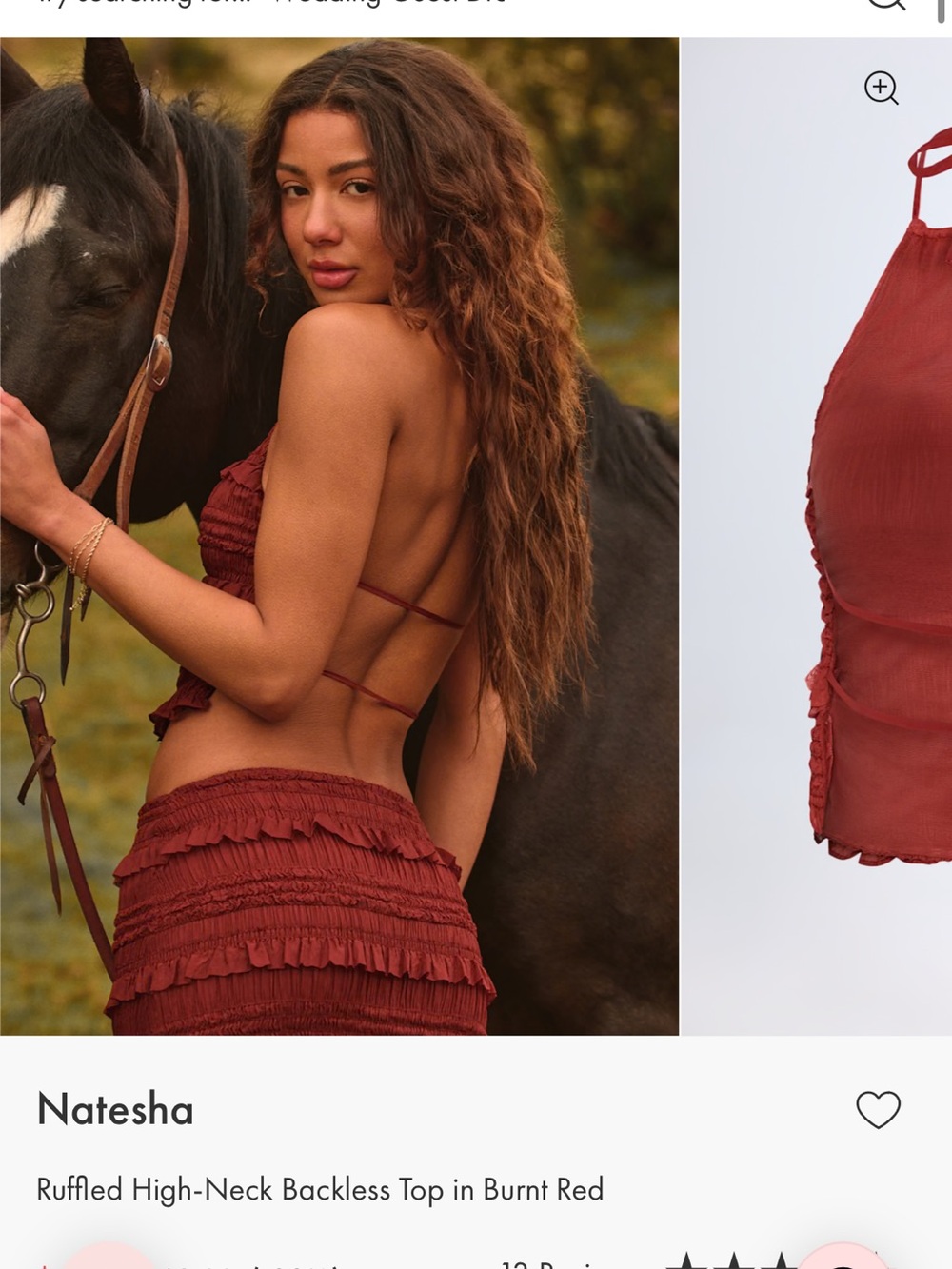 Oh Polly Ruffled High-Neck Backless Top and bottom in Burnt Red